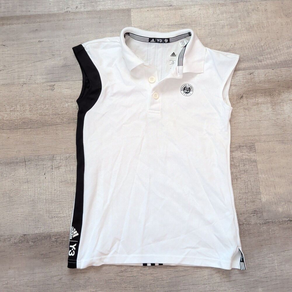 Adidas Y-3 Roland Garros French Open White Tennis Polo Sleeveless Shirt XS